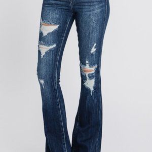 575 California Lifesylte Denim Vintage Flare Jeans in Distressed Blue Wash